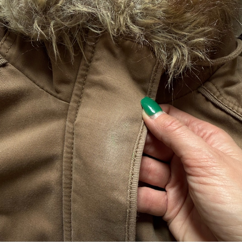 Vintage Y2K Abercrombie & Fitch 2000s Faux Fur Lined Hooded Bomber Jacket Medium - Picture 13 of 16
